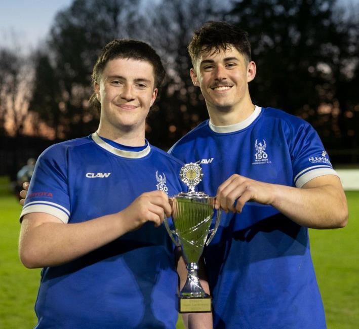 Blues captaincy team of Harri Evans and Liam Hughes share the silverware